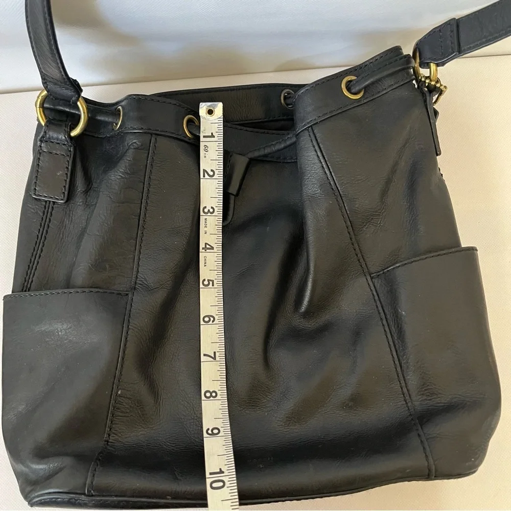 Fossil Black Leather Bucket Bag